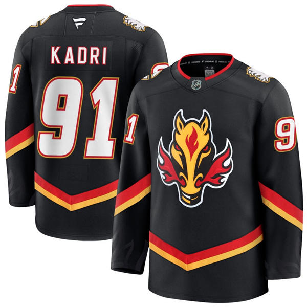 Men's Calgary Flames #91 Nazem Kadri Fanatics Black Alternate Premium Jersey